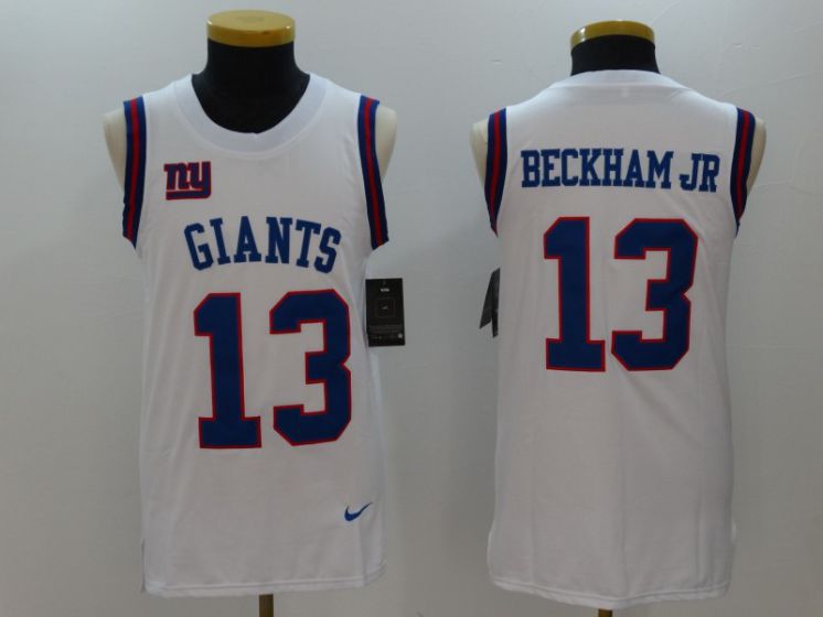 Men New York Giants 13 Odell Beckham Jr White Rush Player Name Number Tank Top stitched NFL Jerseys
